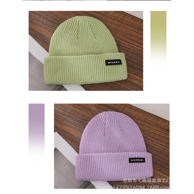 [Mã FAMARAL1 giảm 10K đơn 50K]Mũ len dệt kim beanie Thêu MTEESX Hàn Quốc thời trang unisex thu đông giữ ấm cho nam nữ0