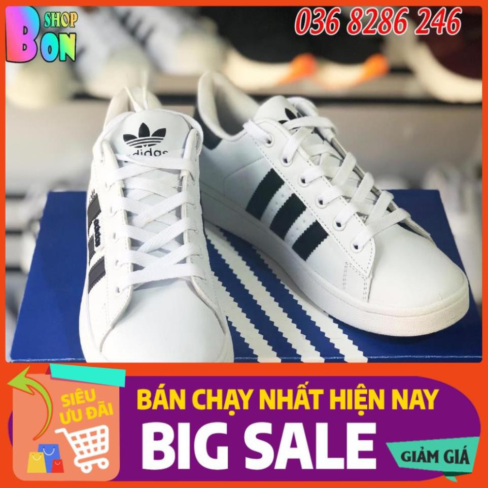 Giày Adidas Trơn 3 Sọc Đen Trắng Size Nam Nữ Tặng Kèm . 2020 new HOT ✔️ ' > !