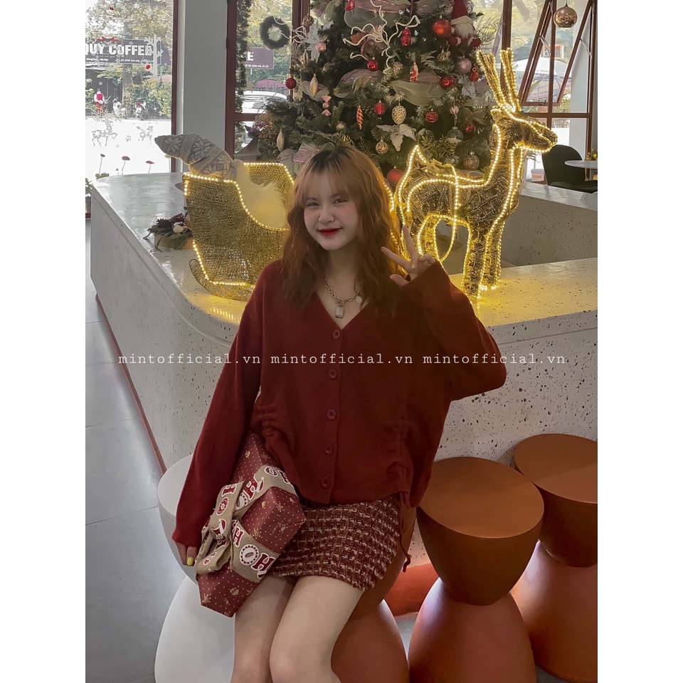 Chân váy chữ A vải dạ tweed 2 lớp