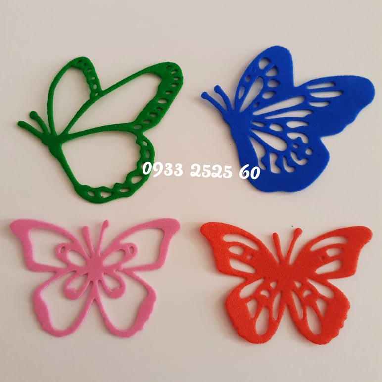 Set 8 bươm bướm bằng xốp, 4 size, 4 mẫu_Hình trang trí thiệp, phong thư, bưu thiếp, bao thư, bao lì xì, mầm non