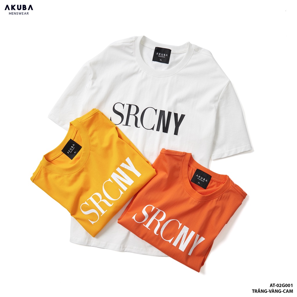 Áo thun tay ngắn cổ tròn Akuba chất cotton mềm mịn thoáng mát 02G001