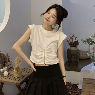 Áo Thun Lửng Tay Ngắn Cổ Tròn Màu Sắc Đơn Giản Dành Cho Nữ