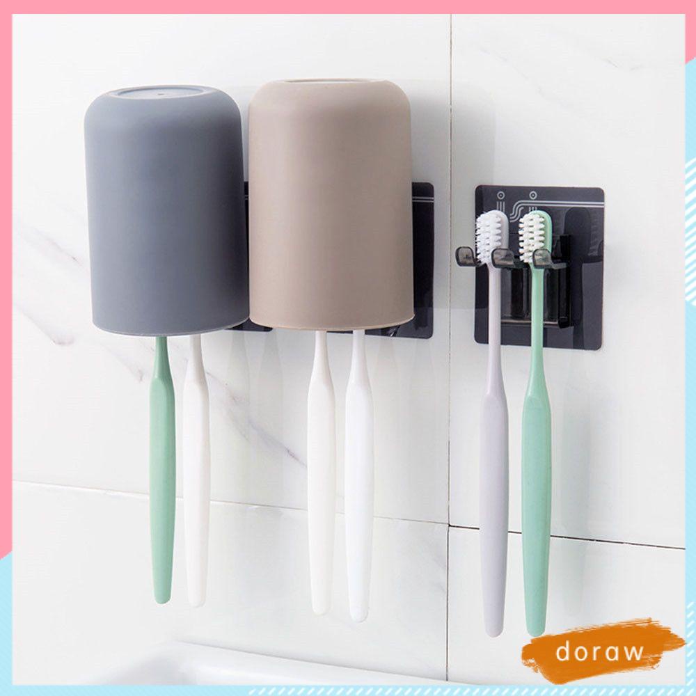 Giá Đỡ Bàn Chải Đánh Răng Bằng Nhựa 2 Vị Trí Có Cốc Hút Gắn Tường Nhà Tắm Tiện Dụng