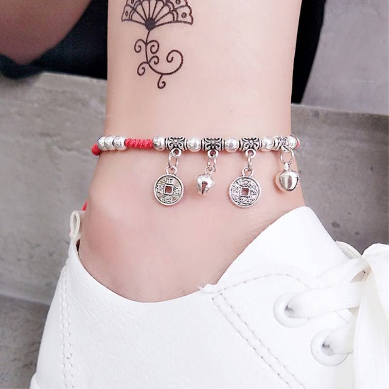 Vòng Đeo Cổ Chân Dây Đỏ Handmade Thời Trang Cá Tính Cho Nữ