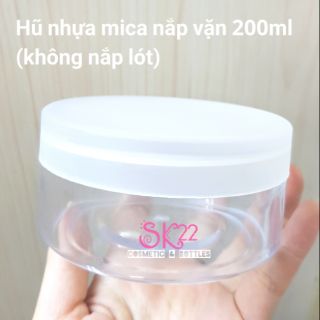 HŨ NHỰA MICA NẮP VẶN TRẮNG 200ml(ko có nắp lót)