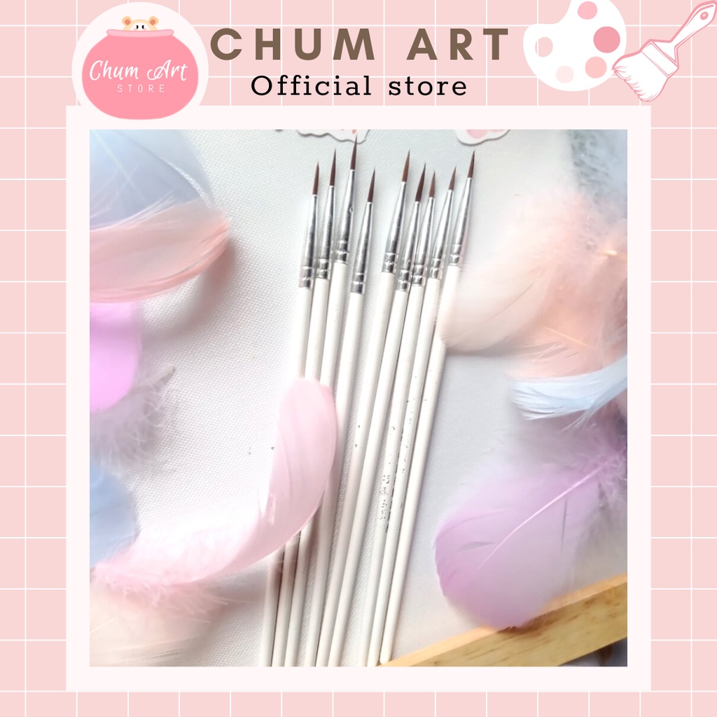 [ Chum Art ] Combo 2 cọ tỉa màu nước , màu sơn