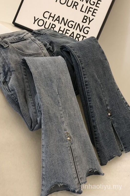 Quần Jeans Lửng Lưng Cao Ống Loe Thời Trang Xuân Hè Chất Lượng Cao Cho Nữ