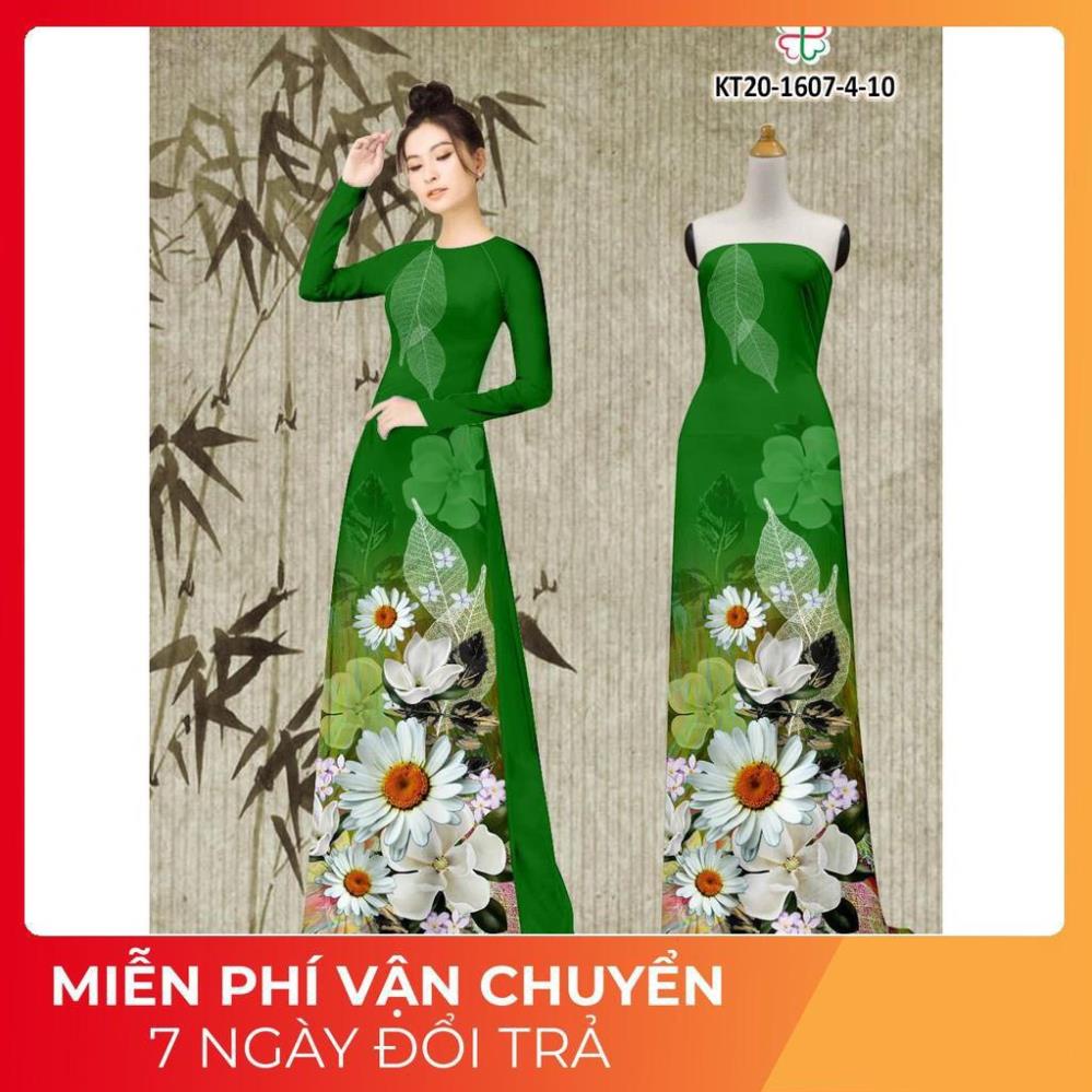 [ SIÊU SALE ] Áo Dài Truyền Thống Lụa Nhật In Hoa 3D Siêu Đẹp