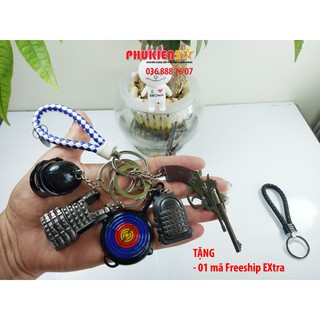 Combo 6 món Móc khóa Pubg cực chất Mũ 3/Giáp/Ba Lô/R92/Chảo vòng/Dây đeo - Hợp Kim Không gỉ - sơn tĩnh điện cực bền