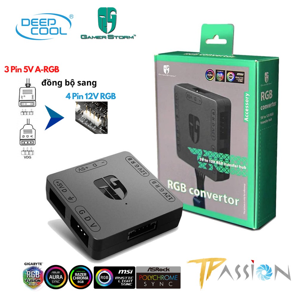 ☒☌Bộ HUB chuyển đổi LED 5v 3pin ARGB sang 12v 4pin RGB Deepcool GamerStorm Convertor - Chính hãng