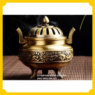Lư xông trầm hương hợp kim đồng dày dặn lò đốt nhang đồ thờ cúng