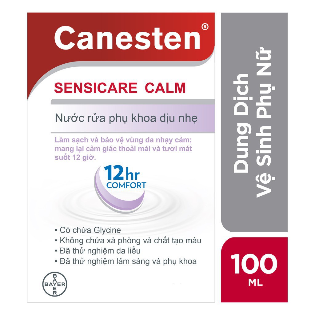 Dung dịch vệ sinh phụ nữ Canesten Sensicare Clam khử mùi, se khít vùng kín nữ chăm sóc vùng kín thơm date 8/2022