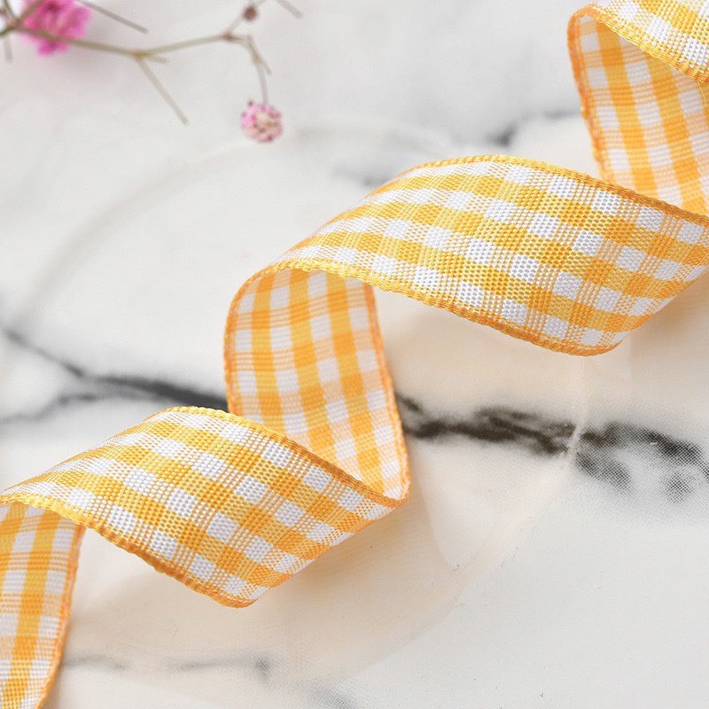 Ruy băng kẻ caro bản 1cm nhiều màu sắc trang trí handmade