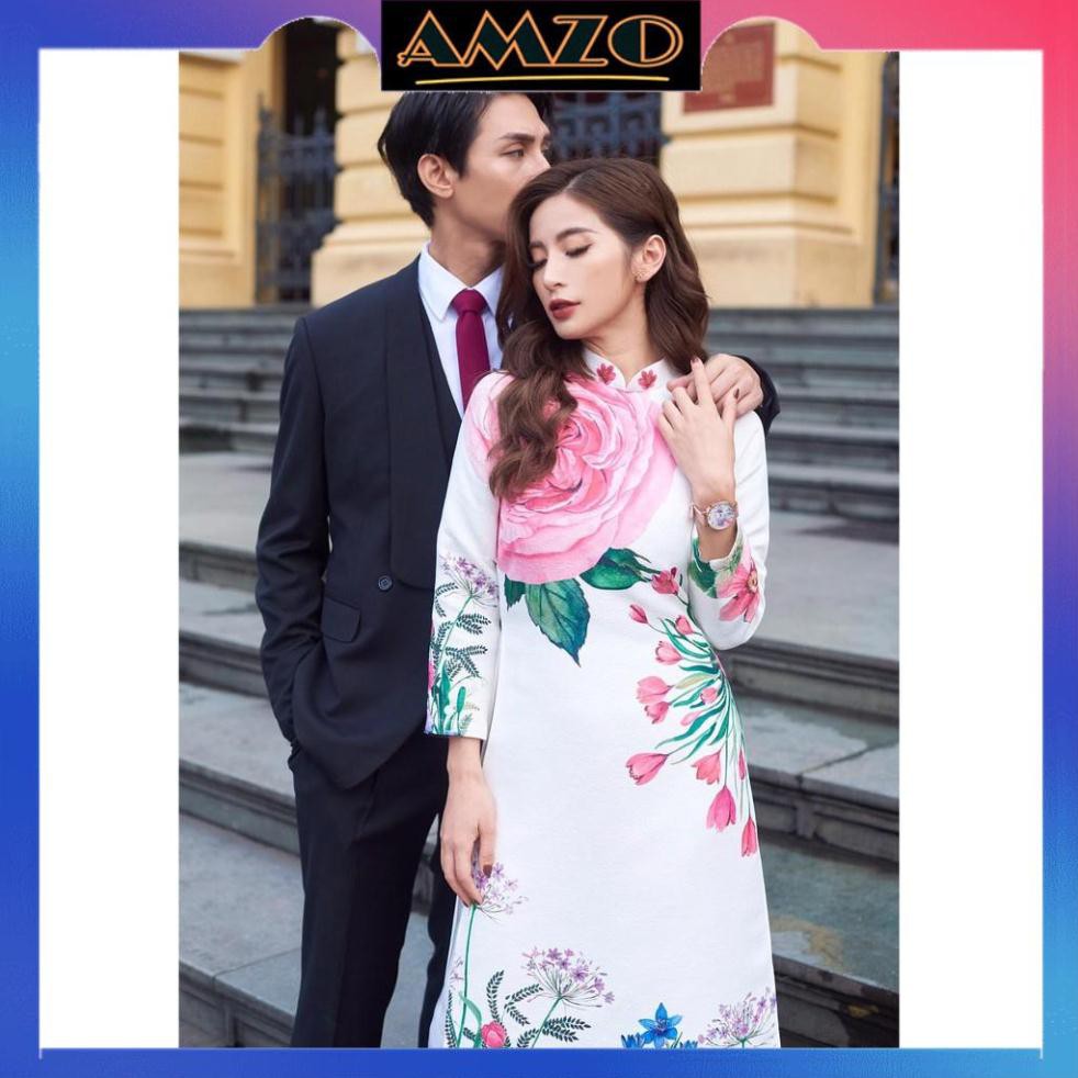 Áo Dài Truyền Thống, Áo Dài Có Cổ Tay Lửng Chất Liệu Gấm Dày Cao Cấp Họa Tiết Hà Cúc Sang Trong Quý Phái. | BigBuy360 - bigbuy360.vn