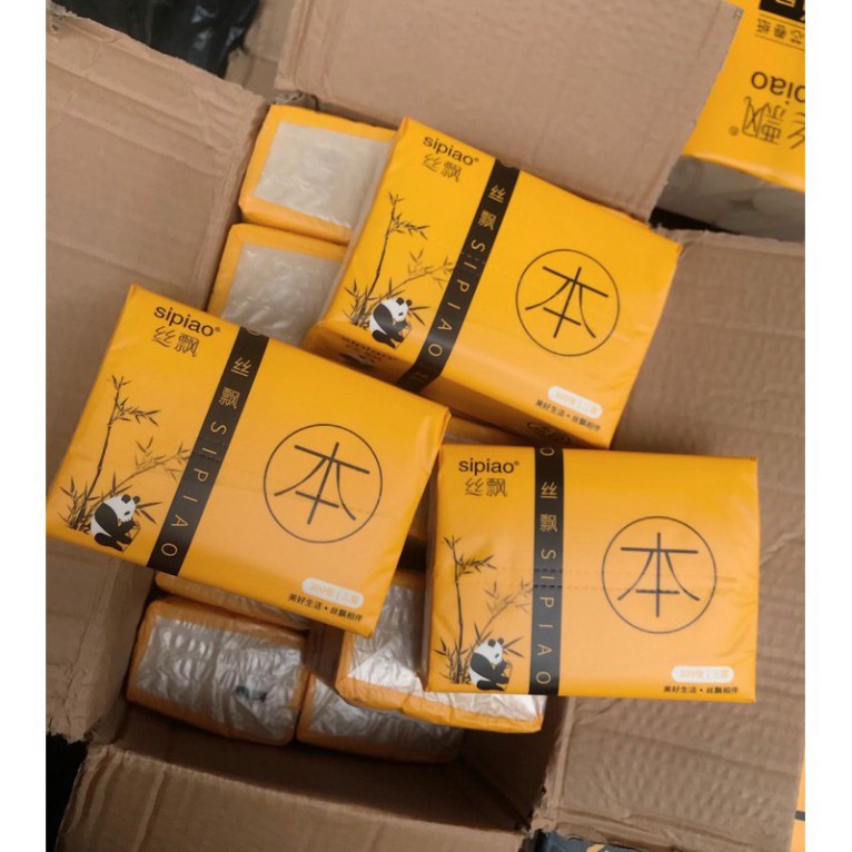 Combo 5 Gói Giấy Ăn Than Tre Gấu Trúc SIPIAO Loại 300tờ/gói Siêu Dai