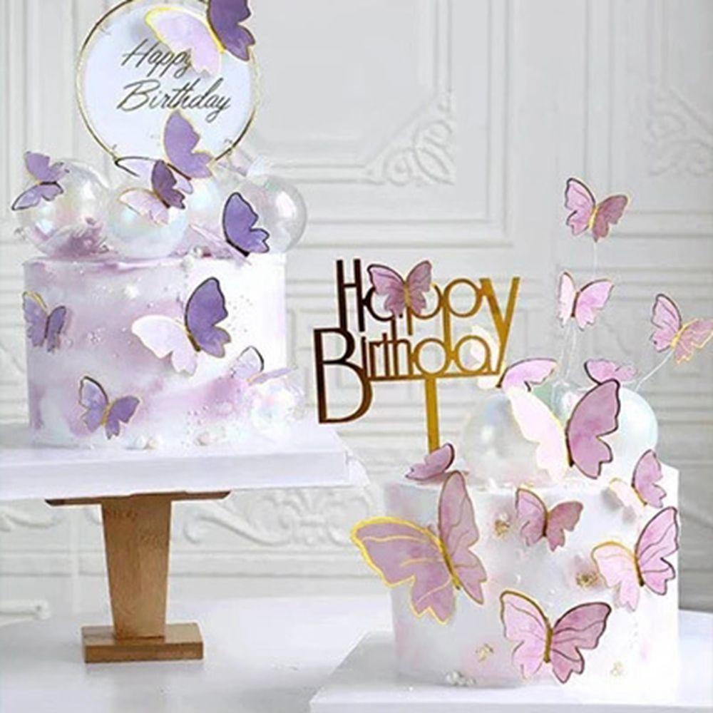 Set 50 Tấm Chèn Trang Trí Bánh Kem Hình Bướm 3D DIY