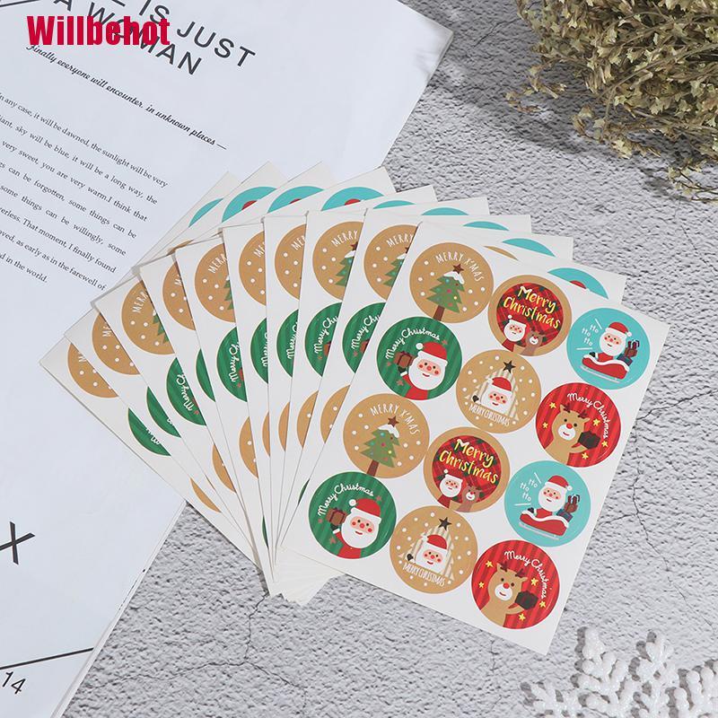 Bộ 120 Hình Dán Tròn Trang Trí Giáng Sinh