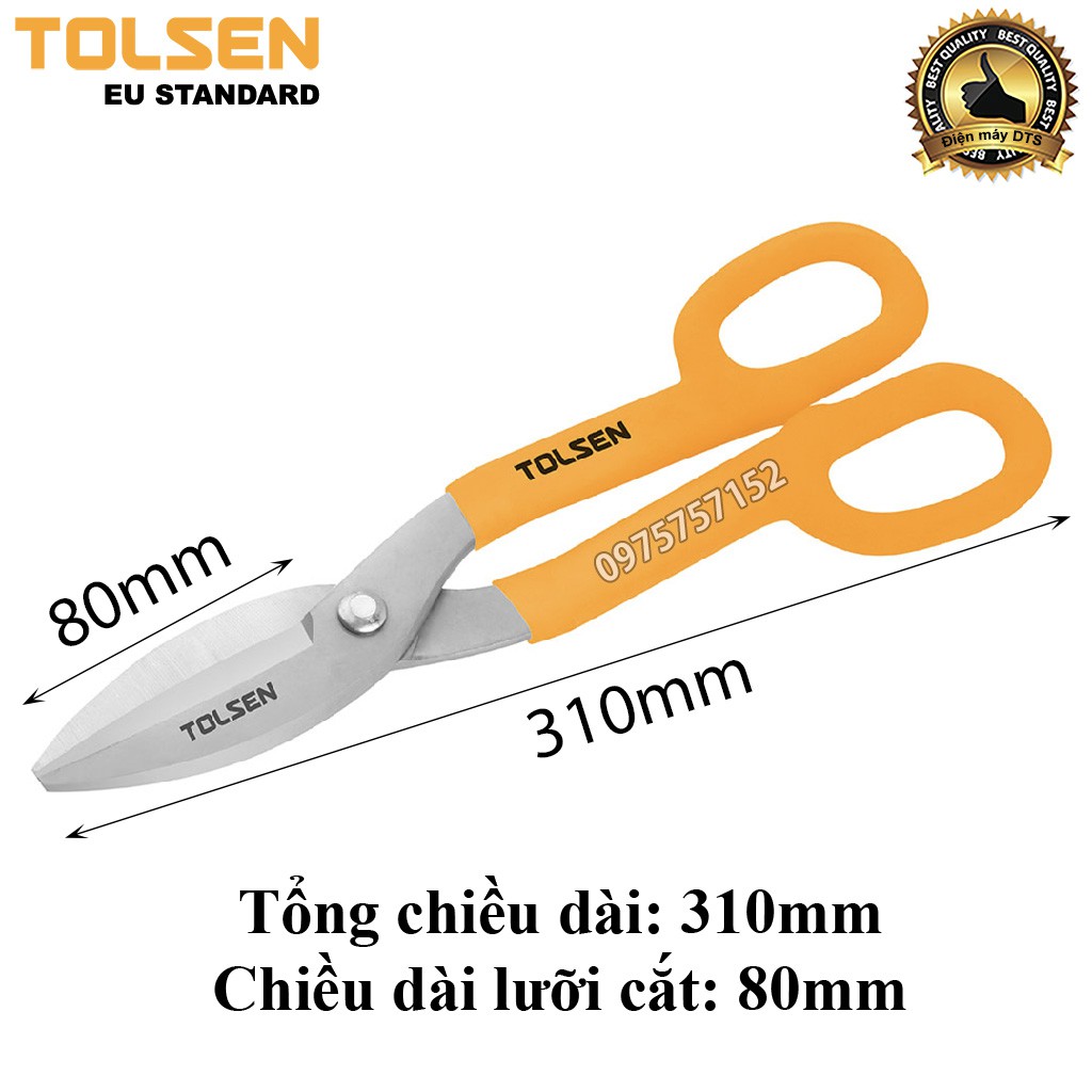 Kéo cắt tôn, Inox hạng công nghiệp TOLSEN, thép cao cấp Cr-Mo, cắt tôn siêu sắc bén, độ bền cao - Tiêu chuẩn Châu Âu