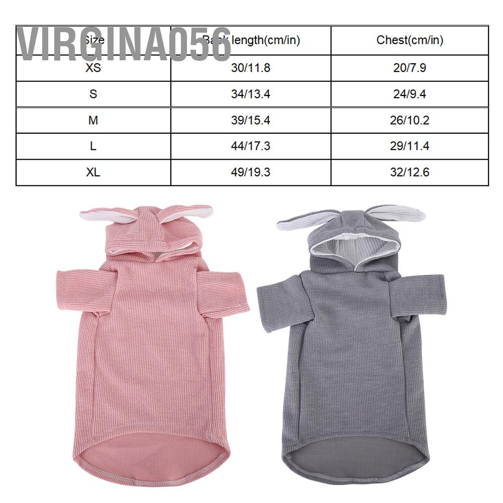 Có thể bán buôn Pet Cat Trang phục cho chó nhỏ Quần áo hình tai thỏ Giữ ấm thiết kế có mũ trùm đầu mùa Thu và Đông Virgina056 Hàng giao ngay