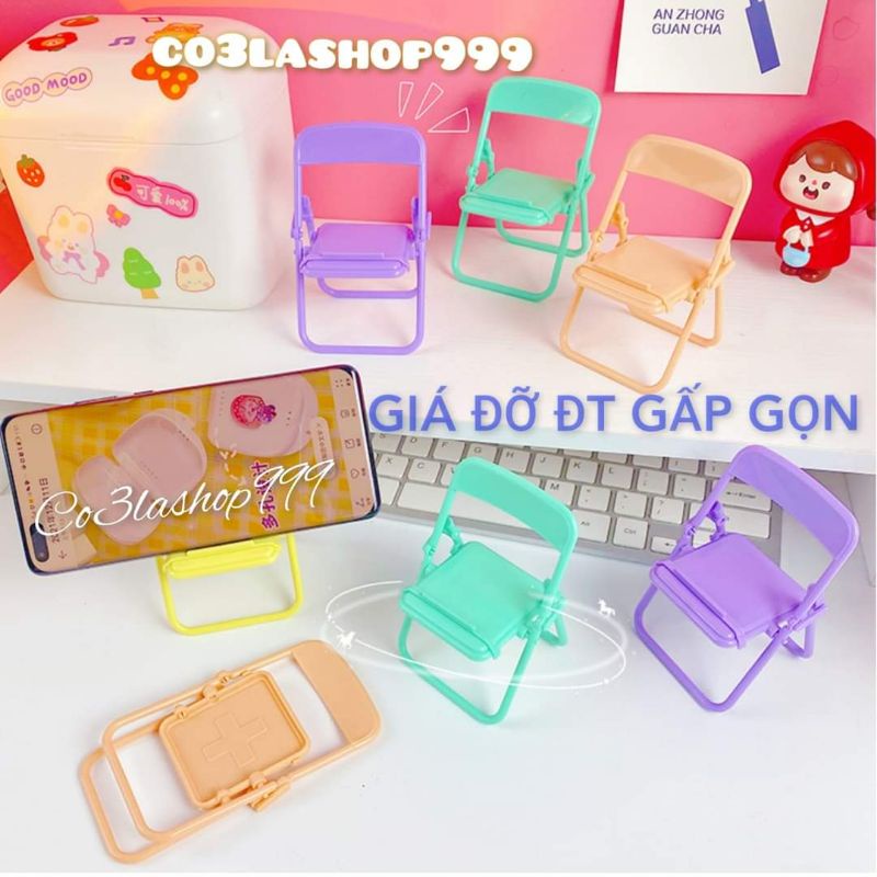 Ghế đỡ điện thoại gấp gọn, trang trí,decor kệ, bàn học, làm việc