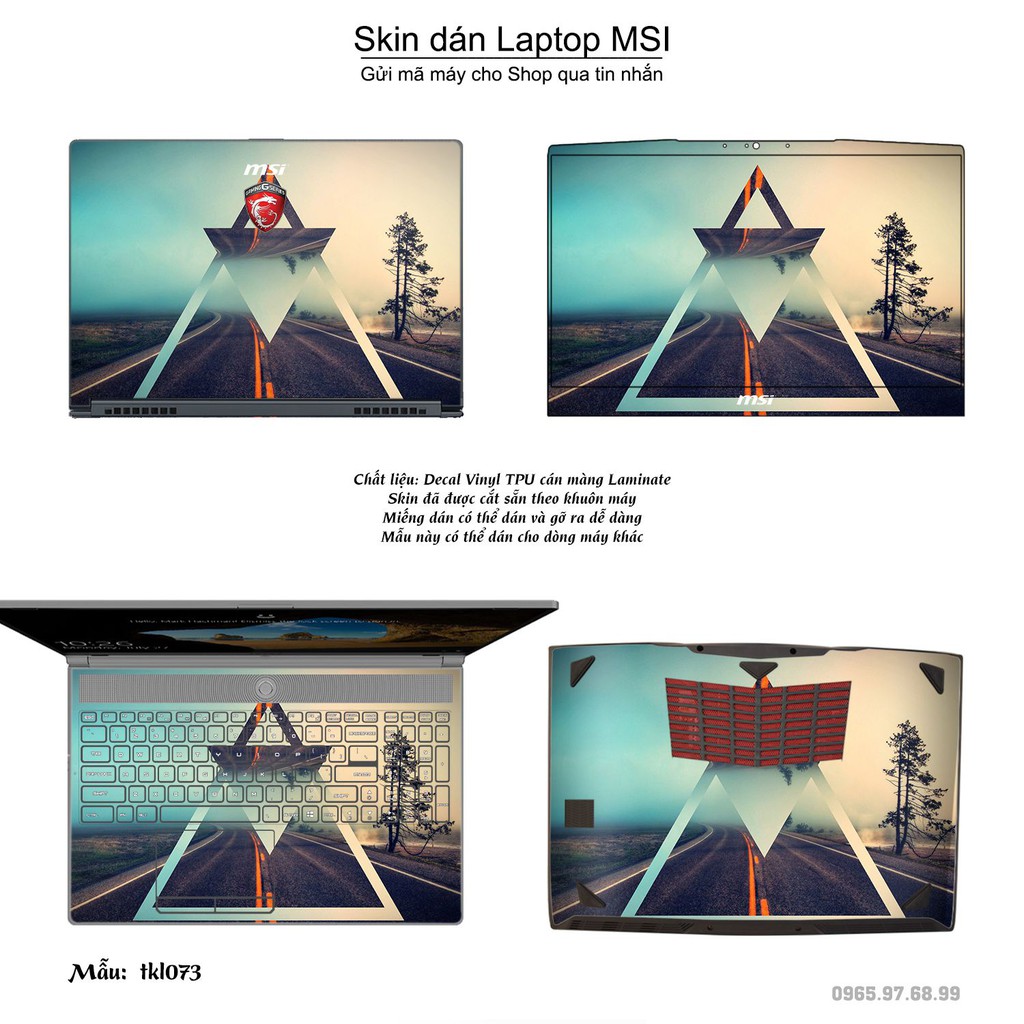 Skin dán Laptop MSI in hình thiết kế nhiều mẫu 7 (inbox mã máy cho Shop)