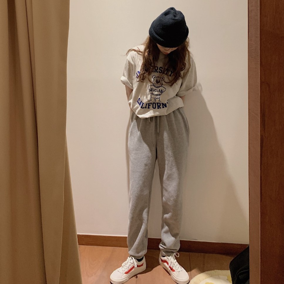 Áo thun 43002 tay ngắn in hình gấu dễ thương phong cách Hàn Quốc dành cho nữ