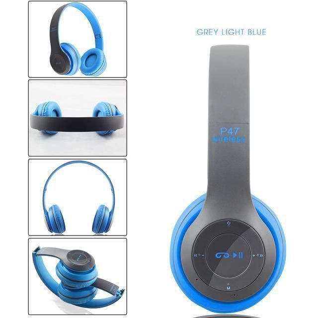 Xả kho -  Tai nghe chụp tai bluetooth P47 Có dây audio 3.5mm dài 1,2 mét, có khe cắm thẻ nhớ - Bảo hành 3 tháng