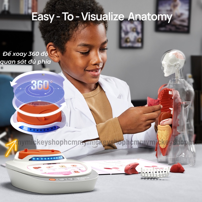 Đồ chơi mô hình 3D hãng Topbright Science Can - cơ thể người Humanbody có phát âm thanh tiếng Anh khoa học steam