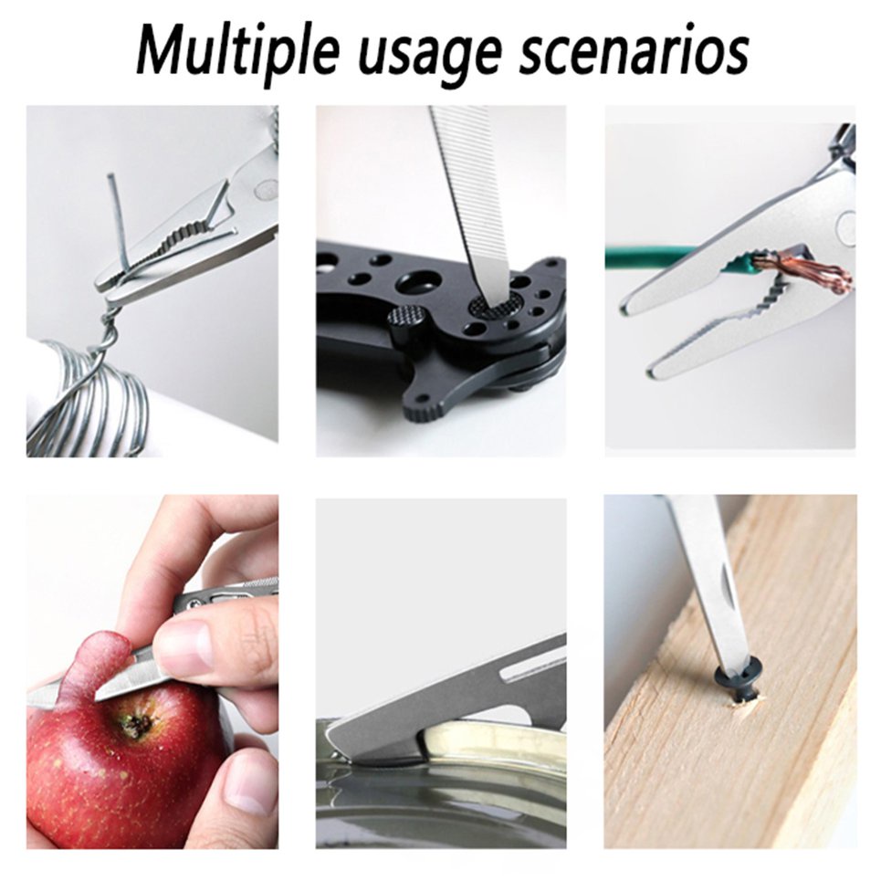 Mini 10 IN 1 Multi Functional Tool Folding EDC Hand Tool Screwdriver Pliers