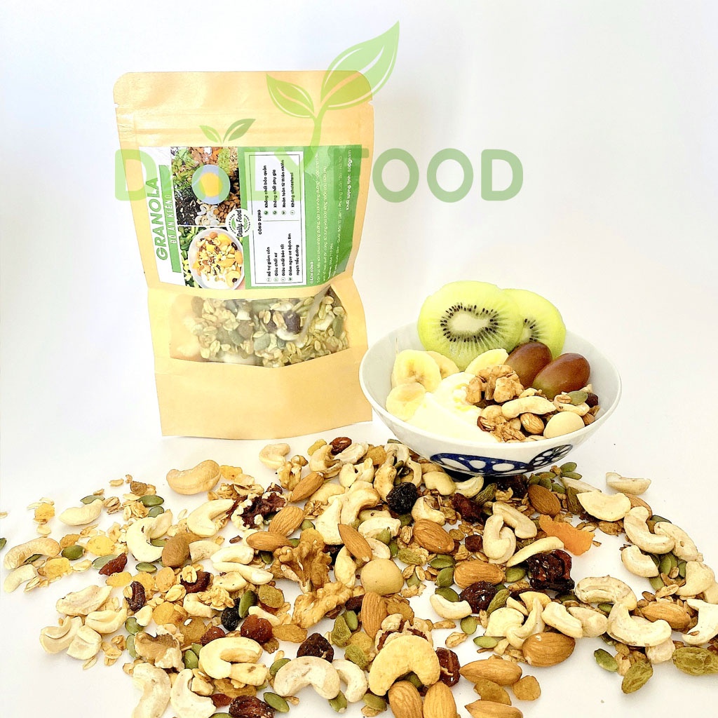 Granola ăn kiêng siêu hạt , Ngũ cốc giảm cân mix 9 loại hạt cao cấp Macca , Óc Chó DailyFood chính hãng