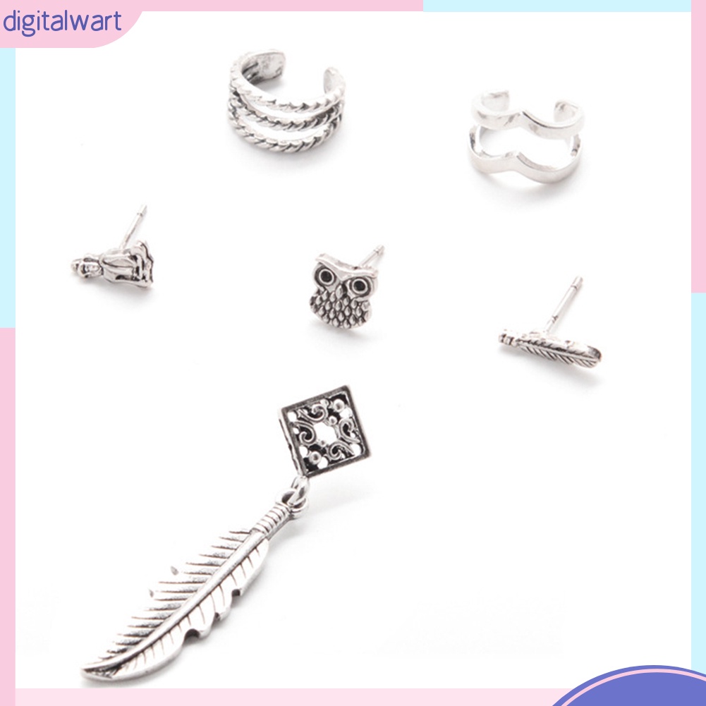 Set 6 khuyên vành tai kim loại Vintage cho nữ