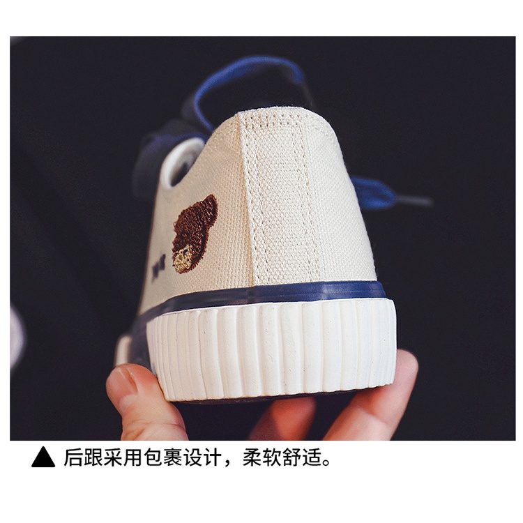 Giày Thể Thao Vải Bạt Buộc Dây Màu Trắng Phong Cách Hàn Quốc Thời Trang Mùa Xuân 2022 se5634