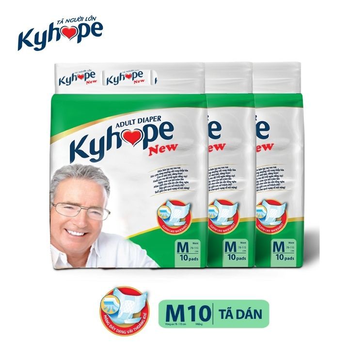 Tã dán Kyhope New size M10 miếng - Công nghệ Nhật Bản, lõi 3D siêu thấm hút giúp bề mặt tã luôn khô thoáng