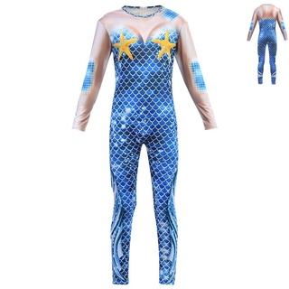 Bộ đồ bơi một mảnh tay dài bằng lụa sữa in hình nàng tiên cá dành cho bé gái G091
