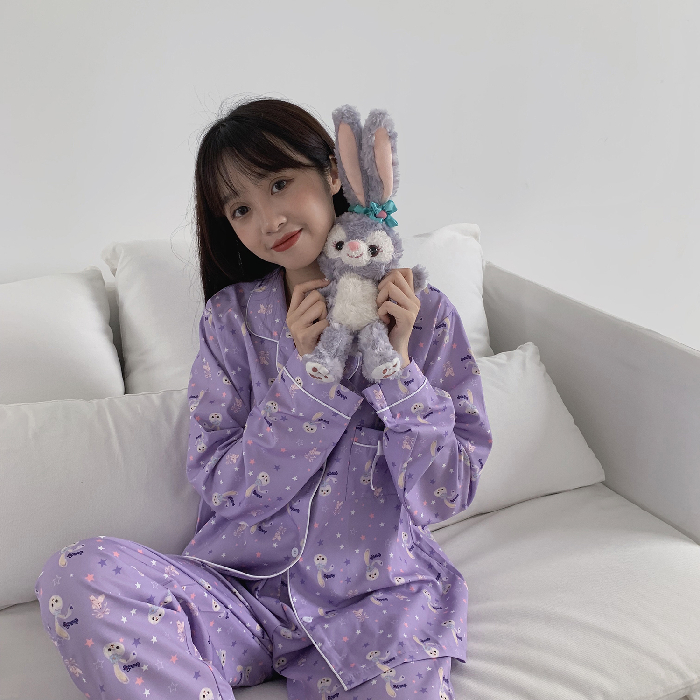 Bộ Đồ Ngủ Dài Tay Phong Cách Hàn Quốc Cho Nữ