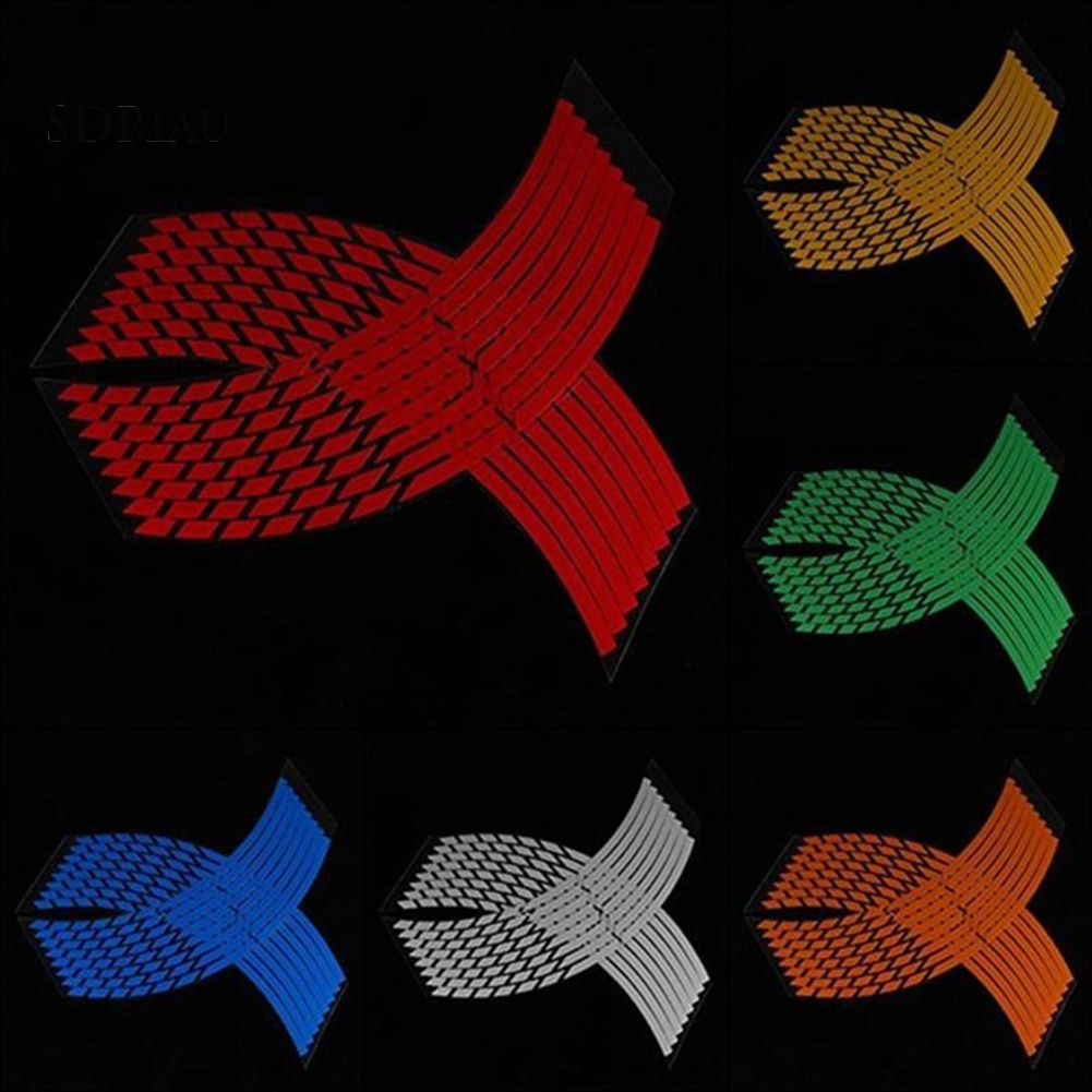 Set 16 miếng dán phản quang trang trí vành bánh xe