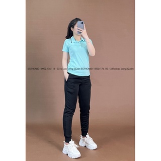 Aó cổ das xanh ngọc , jogger 3 sọc đen sọc đen eothon60