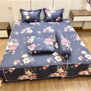 Bộ chăn ga chần phủ cotton lụa cao cấp