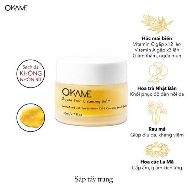 Combo Kem dưỡng chống lão hoá, săn chắc da Okame Bakuchiol Super Cream 40ml và Sáp Tẩy Trang