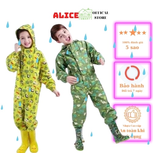 Áo Mưa Trẻ Em Bộ Siêu Bền Siêu Nhẹ Có 3 Size Cho Trẻ Từ 6 - 12 Tuổi, Áo Tơi Vải Chất Liệu Cao Cấp