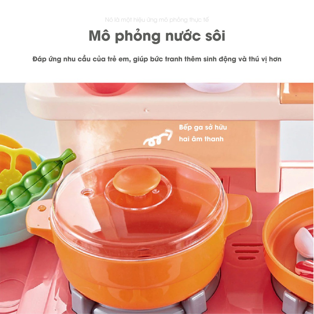 Bếp đồ chơi cho bé ( đồ chơi nấu ăn ) Bao gồm 36 món có vòi nước và bảng vẽ Toyshouse 889-169