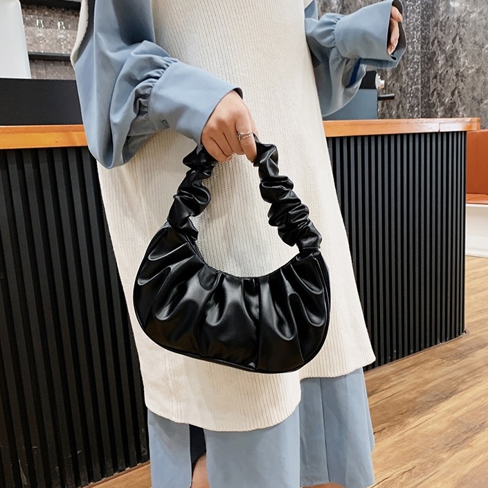 Túi Xách Nữ Ulzzang Vintage, Túi Kẹp Nách Trơn Màu Pastel Da Mềm Quai Nhúm, Hàn Quốc - Iclassy_shoes