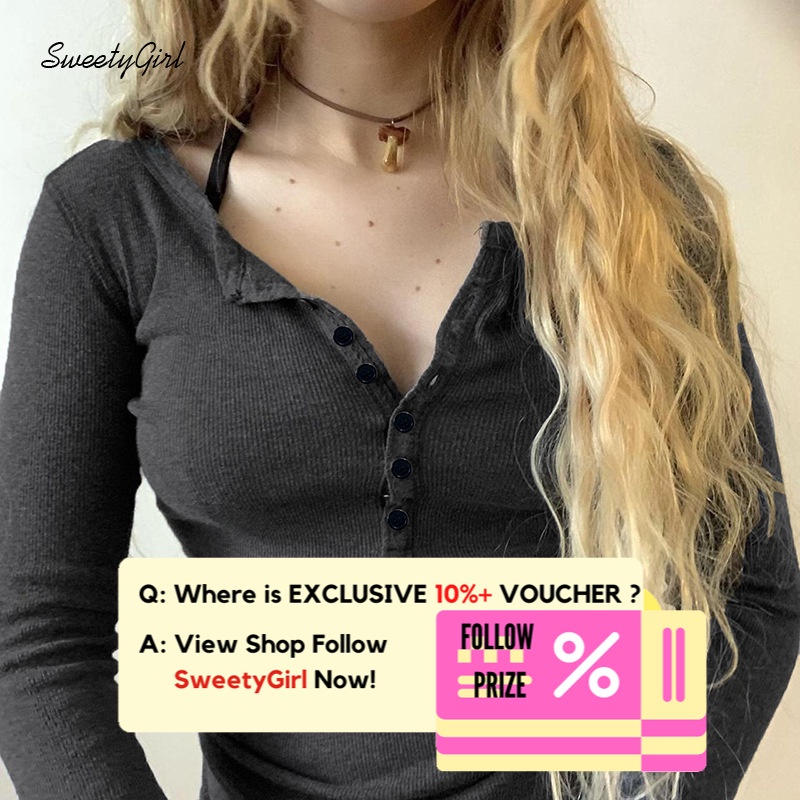 Áo Thun Tay Dài Cổ Tròn Màu Đen Trơn Cài Nút Thời Trang 2022 Quyến Rũ Cho Nữ