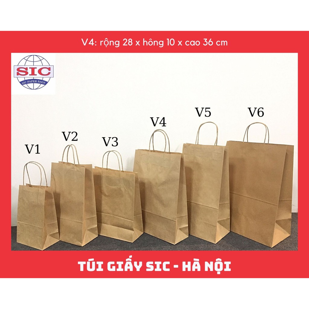 [SET 100 CHIẾC] TÚI GIẤY KRAFT V4: 28x10x36 CÓ QUAI ( ẢNH THẬT)