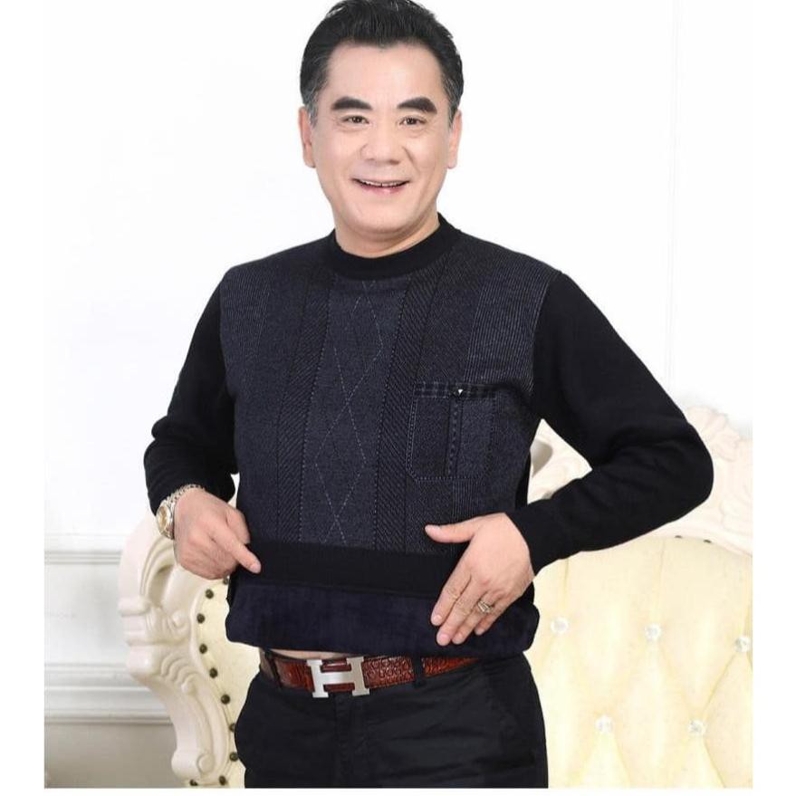 Áo len cho ông, áo len cho người già , áo len hai lớp lót lông cho bố, áo len tặng bố AR38 Hàng cao cấp