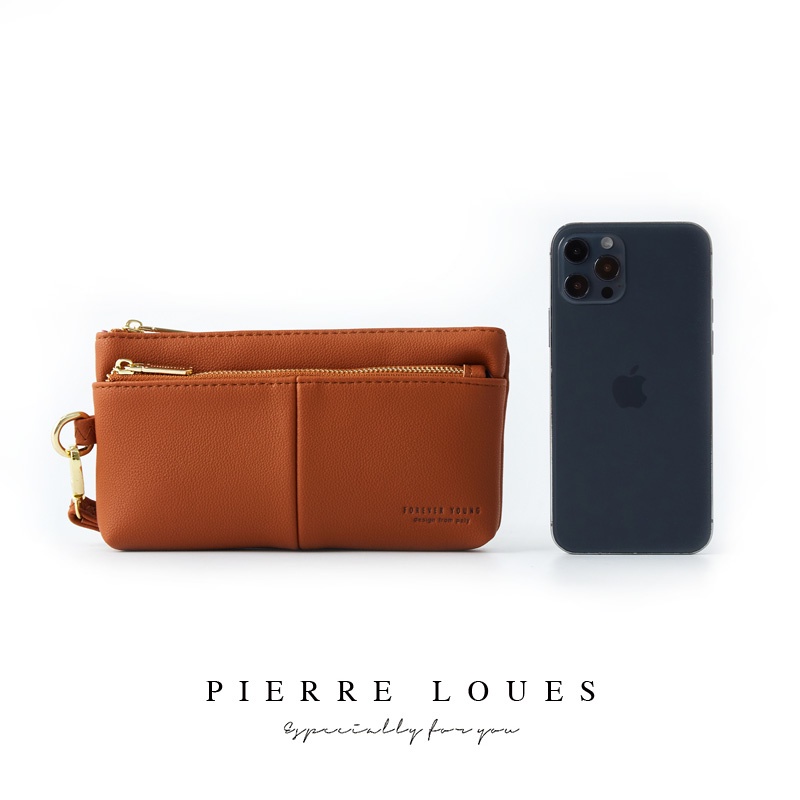 Ví ngắn Pierre Loues phối hai khóa kéo thời trang cho nữ