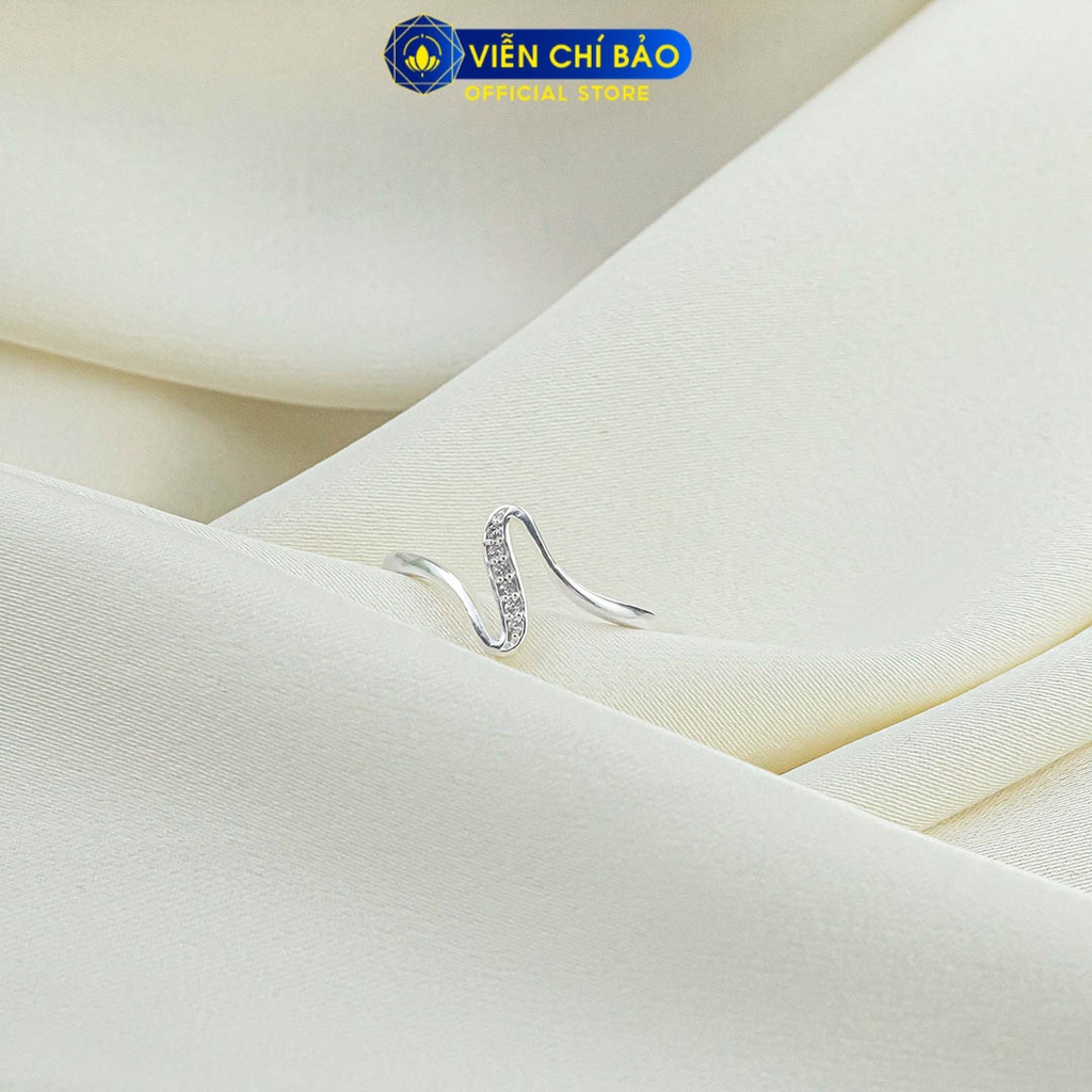 Nhẫn bạc nữ sóng đính đá chất liệu bạc 925 thời trang phụ kiện trang sức Viễn Chí Bảo N400236