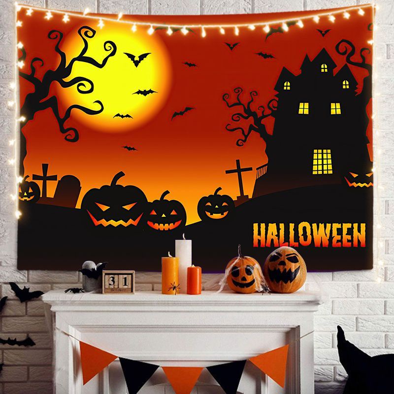 Thảm Treo Tường Họa Tiết Ma Trang Trí Halloween 2X1.5M + 6m
