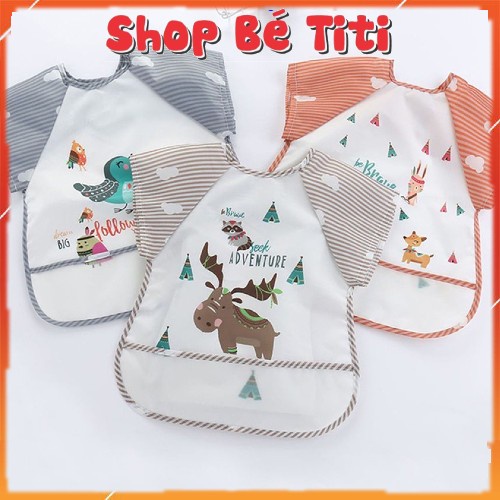 Áo yếm ăn dặm không thấm nước ngắn tay, có máng hứng thông minh dành cho bé từ 5-36 tháng Shop Bé Titi