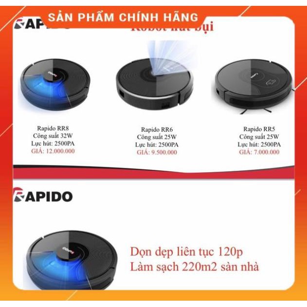 (SALE) Robot hút bụi và lau nhà RR6 RAPIDO chính hãng